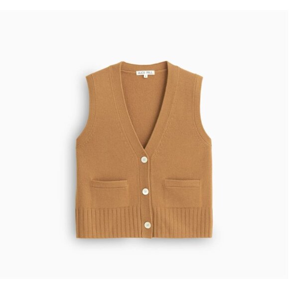 Alex Mill Bleecker Sweater Vest In Merino Wool In Camel Size Large - Picture 1 of 7